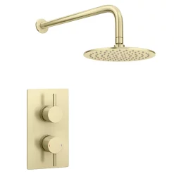 Arezzo Brushed Brass Round Shower Package With Concealed Valve + Head