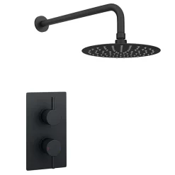 Arezzo Matt Black Round Shower Package With Concealed Valve + Head -Shower Baths Discount rd2blkpk n d1