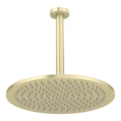 Arezzo Brushed Brass Twin Concealed Shower Valve Inc. 300mm Head + 200mm Ceiling Mounted Arm -Shower Baths Discount rd32bbpkcm d5