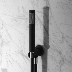 Arezzo Matt Black Round Triple Thermostatic Shower Pack With Head + Handset -Shower Baths Discount rd3blkpk detail1