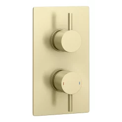 Arezzo Brushed Brass Round Thermostatic Shower Pack With Head + Handset 12 Arezzo Brushed Brass Round Thermostatic Shower Pack With Head + Handset -Shower Baths Discount rd4bbpk nw d1