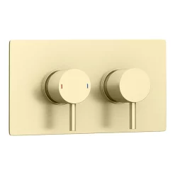 Arezzo Brushed Brass Round Thermostatic Shower Pack With Head + Handset 13 Arezzo Brushed Brass Round Thermostatic Shower Pack With Head + Handset -Shower Baths Discount rd4bbpk nw d2