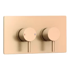 Arezzo Brushed Bronze Round Thermostatic Shower Pack With Head + Handset -Shower Baths Discount rd4bzpk d2