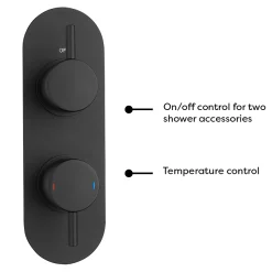 Arezzo Matt Black Round Thermostatic Shower Pack With Head + Handset (Oval Backplate) 10 Arezzo Matt Black Round Thermostatic Shower Pack With Head + Handset (Oval Backplate) -Shower Baths Discount rd4mbpkrd1