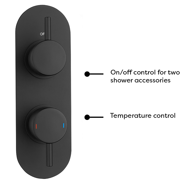 Arezzo Matt Black Round Thermostatic Shower Pack With Head + Handset (Oval Backplate) 5 Arezzo Matt Black Round Thermostatic Shower Pack With Head + Handset (Oval Backplate) - Image 3
