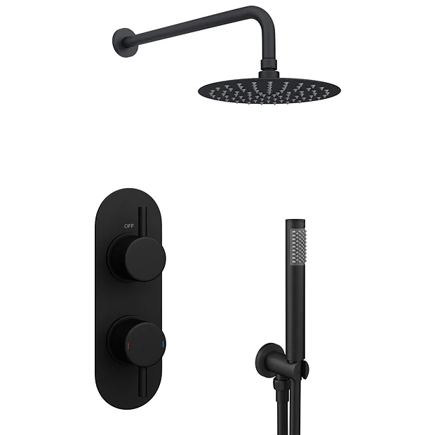 Arezzo Matt Black Round Thermostatic Shower Pack With Head + Handset (Oval Backplate) 8 Arezzo Matt Black Round Thermostatic Shower Pack With Head + Handset (Oval Backplate) - Image 6