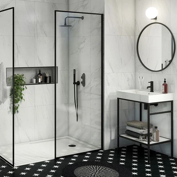 Arezzo Matt Black Round Thermostatic Shower Pack With Head + Handset (Oval Backplate) 3 Arezzo Matt Black Round Thermostatic Shower Pack With Head + Handset (Oval Backplate)