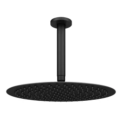 Arezzo Matt Black Round Shower Package With Concealed Valve + 300mm Ceiling Mounted Head