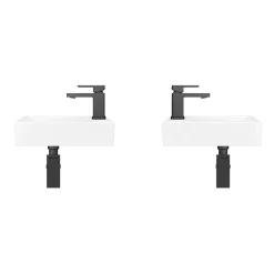 Victorian Plumbing Rondo Double Wall Hung Basin Package With Matt Black Square Taps + Bottle Traps 9 Victorian Plumbing Rondo Double Wall Hung Basin Package With Matt Black Square Taps + Bottle Traps -Shower Baths Discount rdmbpkd1