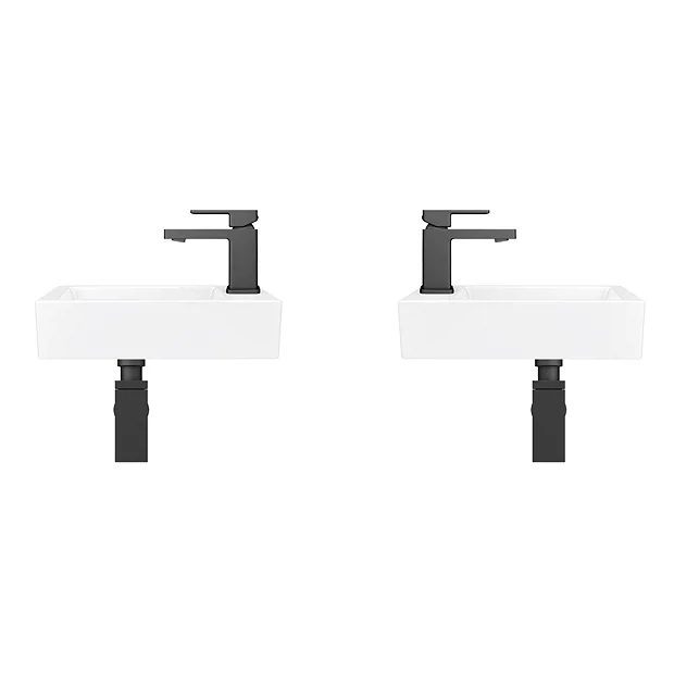 Victorian Plumbing Rondo Double Wall Hung Basin Package With Matt Black Square Taps + Bottle Traps 5 Victorian Plumbing Rondo Double Wall Hung Basin Package With Matt Black Square Taps + Bottle Traps - Image 3