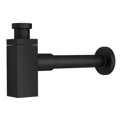 Victorian Plumbing Rondo Double Wall Hung Basin Package With Matt Black Square Taps + Bottle Traps