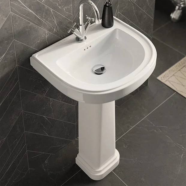 Urlington Bathroom Burlington Riviera 580mm D-Shape Basin + Full Pedestal 3 Urlington Bathroom Burlington Riviera 580mm D-Shape Basin + Full Pedestal