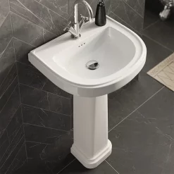 Urlington Bathroom Burlington Riviera 650mm D-Shape Basin + Full Pedestal