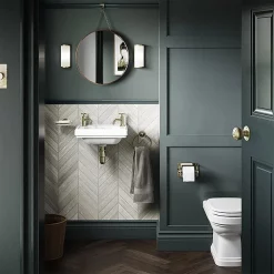 Urlington Bathroom Burlington Riviera 450mm 2TH Wall Hung Cloakroom Basin 11 Urlington Bathroom Burlington Riviera 450mm 2TH Wall Hung Cloakroom Basin -Shower Baths Discount riv82th d3