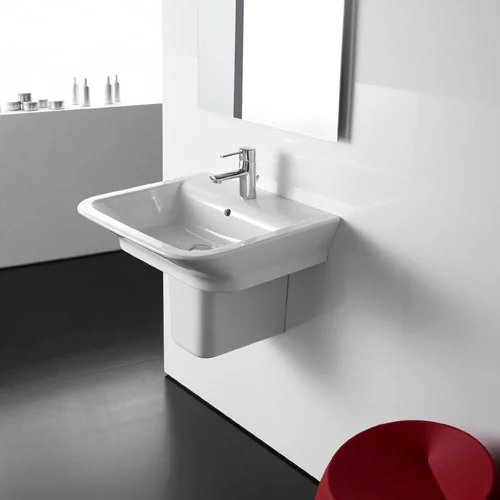 Roca - The Gap 650mm 1 Tap Hole Basin With Semi Pedestal 6 Roca - The Gap 650mm 1 Tap Hole Basin With Semi Pedestal - Image 4