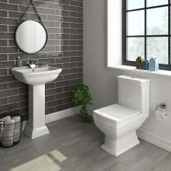 Victorian Plumbing Rydal Traditional Basin + Pedestal (1 Tap Hole) -Shower Baths Discount rydaltraditionalbasinnd1