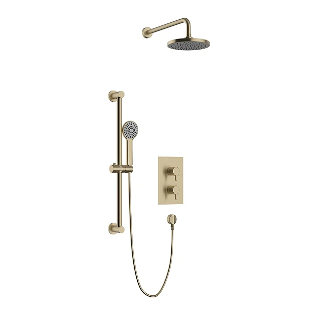 Heritage Bathroom Heritage Dartmouth Concealed Thermostatic Shower With Fixed Head And Flexible Kit - Brushed Brass 3 Heritage Bathroom Heritage Dartmouth Concealed Thermostatic Shower With Fixed Head And Flexible Kit - Brushed Brass
