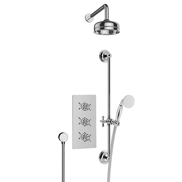 Heritage Bathroom Heritage - Dawlish Concealed Valve With 6" Fixed Head & Adjustable Riser - Chrome 5 Heritage Bathroom Heritage - Dawlish Concealed Valve With 6" Fixed Head & Adjustable Riser - Chrome - Image 3
