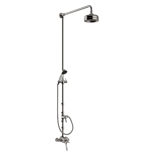 Heritage Bathroom Heritage Dawlish Exposed Shower With Premium Fixed Riser Kit & Diverter To Handset - Brushed Nickel 3 Heritage Bathroom Heritage Dawlish Exposed Shower With Premium Fixed Riser Kit & Diverter To Handset - Brushed Nickel