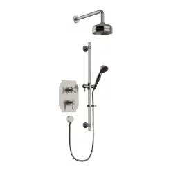 Heritage Bathroom Heritage Glastonbury Recessed Shower With Premium Fixed Head & Flexible Riser Kit - Brushed Nickel