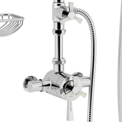 Heritage Bathroom Heritage Gracechurch Mother Of Pearl Exposed Shower With Deluxe Fixed Riser Kit & Diverter To Handset -Shower Baths Discount sgrdmopdual01 d1