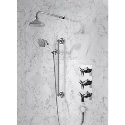 Heritage Bathroom Heritage Hemsby Dual Control Recessed Valve With Twin Stopcock, 6" Fixed Head And Handset -Shower Baths Discount shpdual03 d1