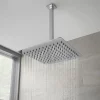 Victorian Plumbing Modern Square Triple Shower Valve, Ceiling Mounted Square Shower Head & 6 Body Jets