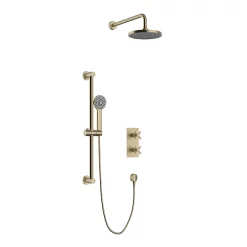 Heritage Bathroom Heritage Salcombe Concealed Thermostatic Shower With Fixed Head And Flexible Kit - Brushed Brass