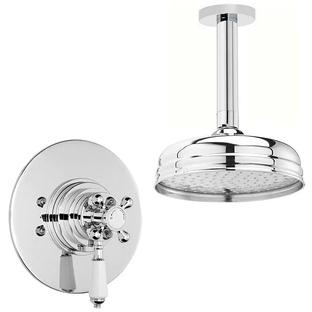 Ultra Beaumont Dual Concealed Thermostatic Shower Valve + Ceiling Mounted 8" Rose 3 Ultra Beaumont Dual Concealed Thermostatic Shower Valve + Ceiling Mounted 8" Rose