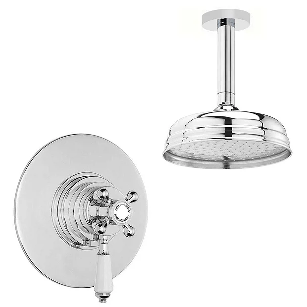 Victorian Plumbing Lancaster Traditional Dual Concealed Thermostatic Shower Valve + Ceiling Mounted 8" Rose 3 Victorian Plumbing Lancaster Traditional Dual Concealed Thermostatic Shower Valve + Ceiling Mounted 8" Rose