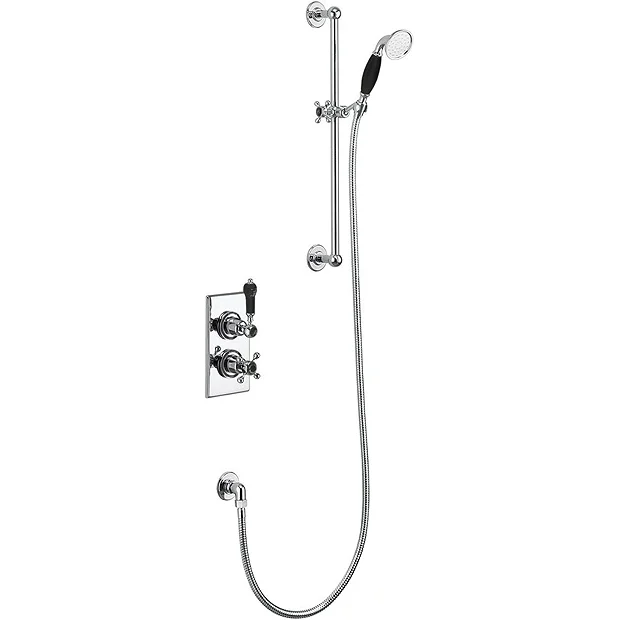 Urlington Bathroom Burlington Trent Black Thermostatic Concealed Single Outlet Shower Valve With Slide Rail, Hose & Handset 3 Urlington Bathroom Burlington Trent Black Thermostatic Concealed Single Outlet Shower Valve With Slide Rail, Hose & Handset