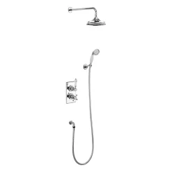 Urlington Bathroom Burlington Trent Thermostatic Concealed Two Outlet Diverter Shower Valve, Hose & Handset With Fixed Shower Head