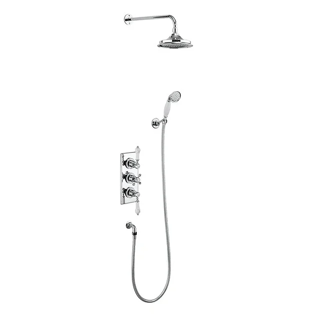 Urlington Bathroom Burlington Trent Thermostatic Concealed Two Outlet Shower Valve, Hose & Handset With Fixed Head 3 Urlington Bathroom Burlington Trent Thermostatic Concealed Two Outlet Shower Valve, Hose & Handset With Fixed Head