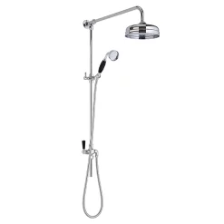 Hudson Reed Topaz Black Exposed Valve Inc. Rigid Riser Kit, Diverter, 8" Shower Rose & Handset -Shower Baths Discount topazblkspk1d2