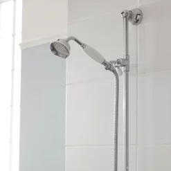Nuie Traditional Exposed Thermostatic Triple Shower Valve Inc. Riser, 4" Rose & Slide Rail Kit