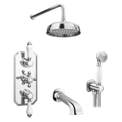 Trafalgar Traditional Shower Package With Fixed Head, Handset + Bath Spout -Shower Baths Discount tradpk02 d2