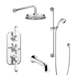 Trafalgar Traditional Shower Package With Fixed Head, Slide Rail Kit + Bath Spout -Shower Baths Discount tradpk04 n d2