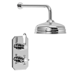 Trafalgar Traditional Twin Concealed Thermostatic Shower Valve Inc. 8" Apron Fixed Head -Shower Baths Discount trafalgartraditionaltwinconcealedthermostaticshowervalveinc8apronfixedheaddetail1