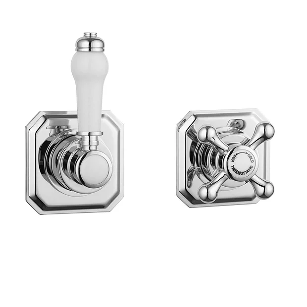 Trafalgar Traditional Concealed Individual Diverter + Thermostatic Control Valve With Handset + 8" Shower Head 6 Trafalgar Traditional Concealed Individual Diverter + Thermostatic Control Valve With Handset + 8" Shower Head - Image 4