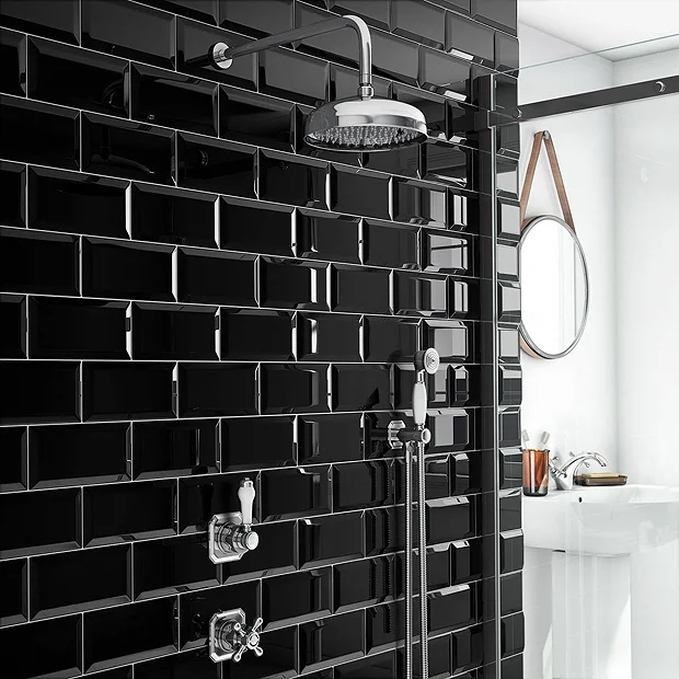 Trafalgar Traditional Concealed Individual Diverter + Thermostatic Control Valve With Handset + 8" Shower Head 4 Trafalgar Traditional Concealed Individual Diverter + Thermostatic Control Valve With Handset + 8" Shower Head - Image 2