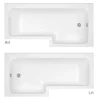 Toreno 1700 Square Shower Bath With Fixed Screen + Panel -Shower Baths Discount tsb17lh d1