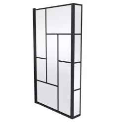 Venice Shower Bath - 1700 L Shaped W. Matt Black Abstract Grid Screen + Satin Blue Panel 9 Venice Shower Bath - 1700 L Shaped W. Matt Black Abstract Grid Screen + Satin Blue Panel -Shower Baths Discount vagl17b d2