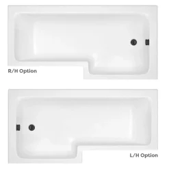 Venice Shower Bath - 1700 L Shaped W. Matt Black Abstract Grid Screen + Satin White Panel -Shower Baths Discount vagl17w d1