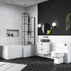 Venice Shower Bath - 1700 L Shaped W. Matt Black Abstract Grid Screen + Satin White Panel 2 Venice Shower Bath - 1700 L Shaped W. Matt Black Abstract Grid Screen + Satin White Panel -Shower Baths Discount vagl17w d4