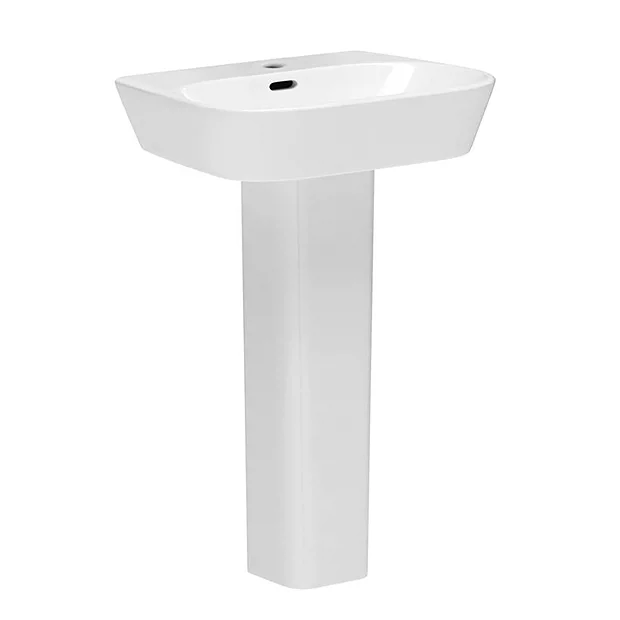 Valencia Modern Basin With Full Pedestal (600mm Wide - 1 Tap Hole) 4 Valencia Modern Basin With Full Pedestal (600mm Wide - 1 Tap Hole) - Image 2