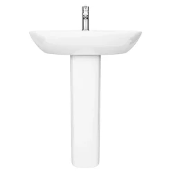 Venice Modern Corner Basin + Pedestal (1 Tap Hole) -Shower Baths Discount vcrnbp d2
