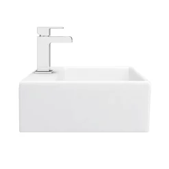 Victorian Plumbing Cubetto 340 X 295mm Wall Hung Small Cloakroom Basin 1TH -Shower Baths Discount ves037 n d3