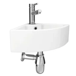 Victorian Plumbing Bermuda Corner Cloakroom Basin 1TH - 335 X 335mm -Shower Baths Discount ves067 new d1
