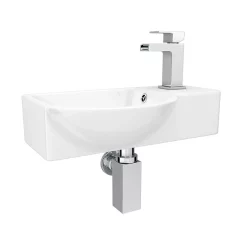 Valencia Wall Hung Basin (400mm Wide - Gloss White) -Shower Baths Discount vgw4 d1
