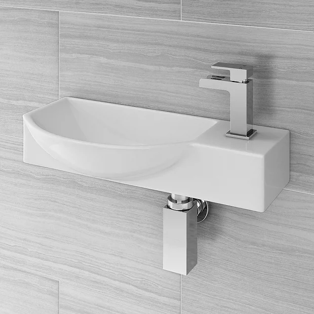 Valencia 500mm Mini Wall Hung Ceramic Basin 4 Valencia 500mm Mini Wall Hung Ceramic Basin - Image 2